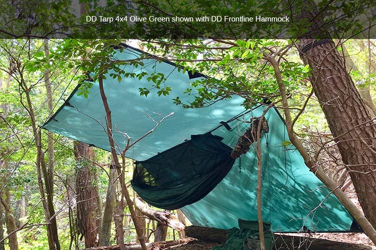 DD Tarp 4x4 from UK High Strength Carabiner Included [Direct Manufacturer] (Used) (Olive Green)