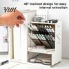 Beveled Pen Tray for Desk Organizer with Retractable Bookends And Pegboard, Multi-Functional Angled Makeup Office Stationery Storage Box Brush Holder,