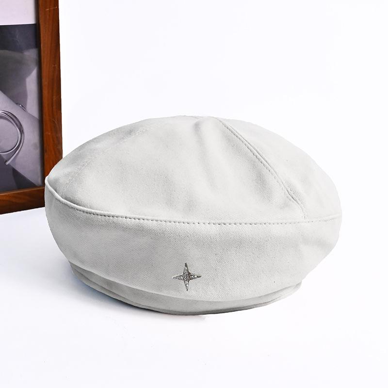 Берет 'Четырехконечная звезда' в стиле ретро Silver Label для женщин, осенне-зимний, новый, повседневный, универсальный, шляпа художника, подчеркивающая лицо, маленькая шляпа-тыква