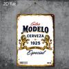 Винтажная металлическая жестяная вывеска пива Giles Modelo  Декор для стены в деревенском стиле с иллюстрацией льва  Идеально для домашнего бара или наружного S