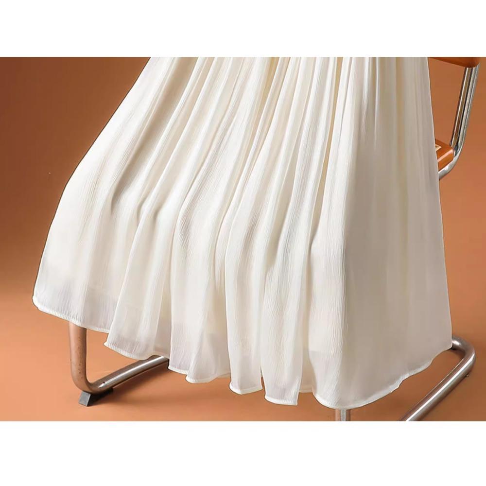 DIMANAF 2025 Летние женские новые юбки однотонные эластичные талии плиссированные сетчатые элегантные юбки