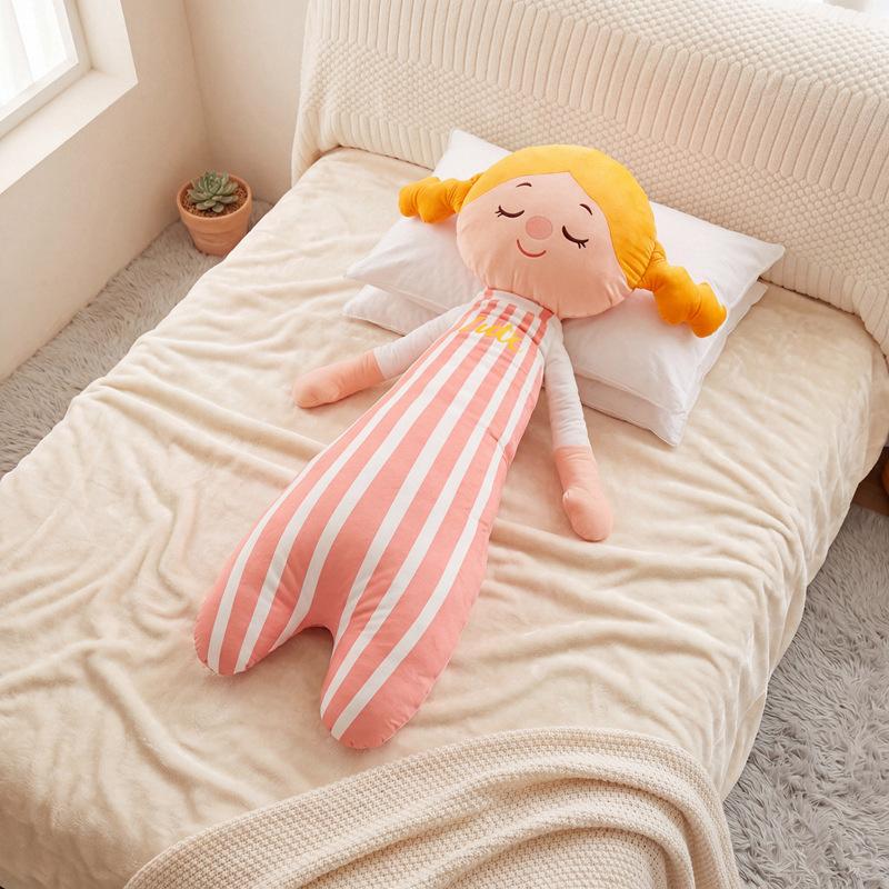 6090Cm Colorful Hair Female Plush Humanoid Pillow Stuffed Stripe Sleeping Bolster Companion Present