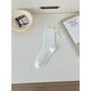 Ballet-style Spring and Summer Thin Cream White Socks for Women, Mid-calf Socks, Bow, Versatile, Black Pile Socks
