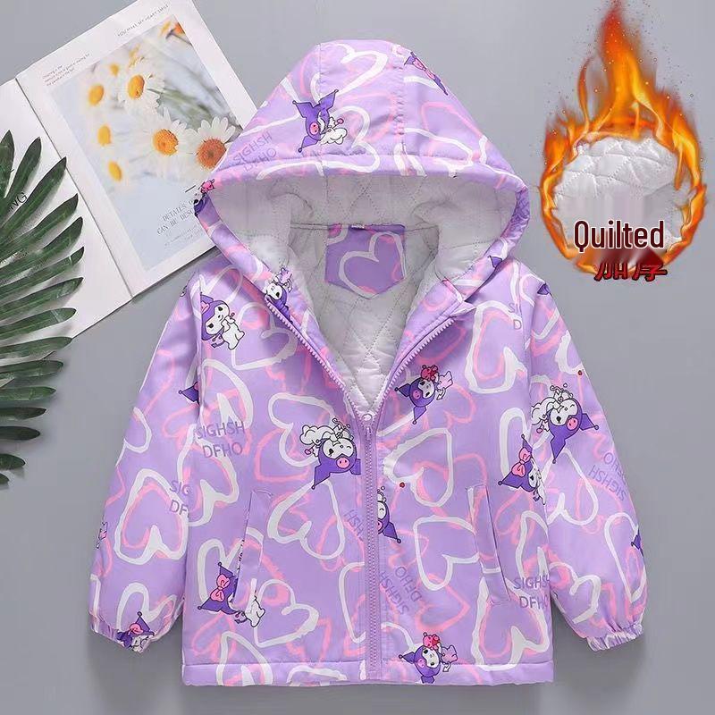 Девичья ветровка с хлопковой подкладкой Kuromi - Детский спортивный топ на осень/зиму 2025