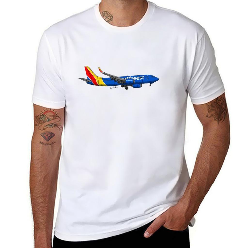 Футболка Southwest 737 Простая Повседневная Хлопковая Футболка с Коротким Рукавом