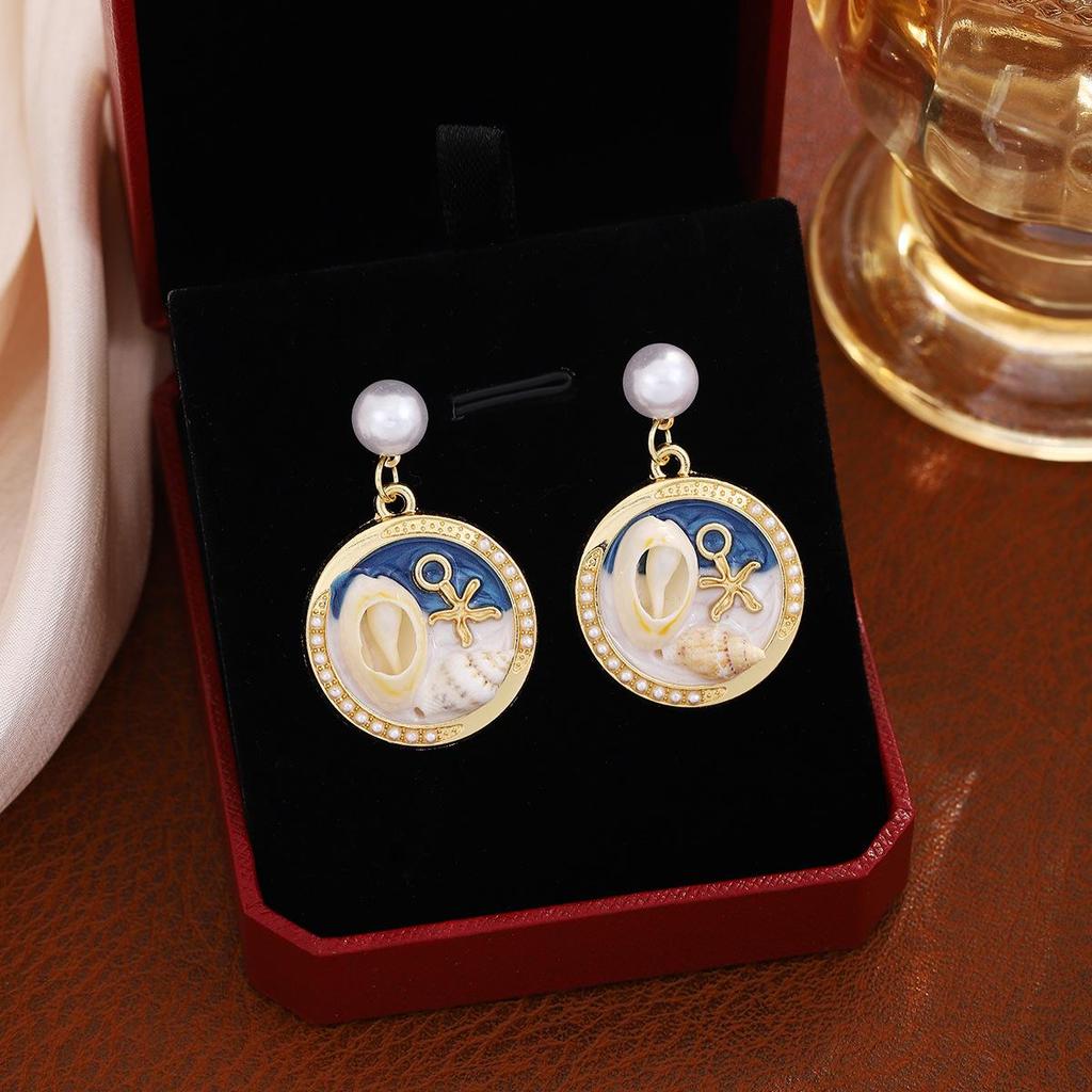 Серьги с французским жемчугом и цветком ракушки — легкая роскошь, винтаж, элитный, натуральный, свежий дизайн