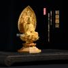 TheChanger Traditional Art Carving Buddhist Statue, Kannon Bodhisattva, Buddhist Altar Statue, Wood Carving, Flying Celestial Being Halo, Octagonal