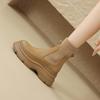 Womens Retro Stretch Knit Ankle Boots Thick Platform Mid Heel Short Fall Winter