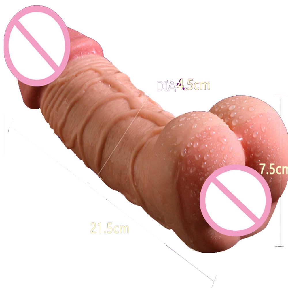Silicone Condom Penis Enlarger Sleeve Big Dildo with Soft Vagina Flexible Penis Dick Men Masturbator Female Masturbation