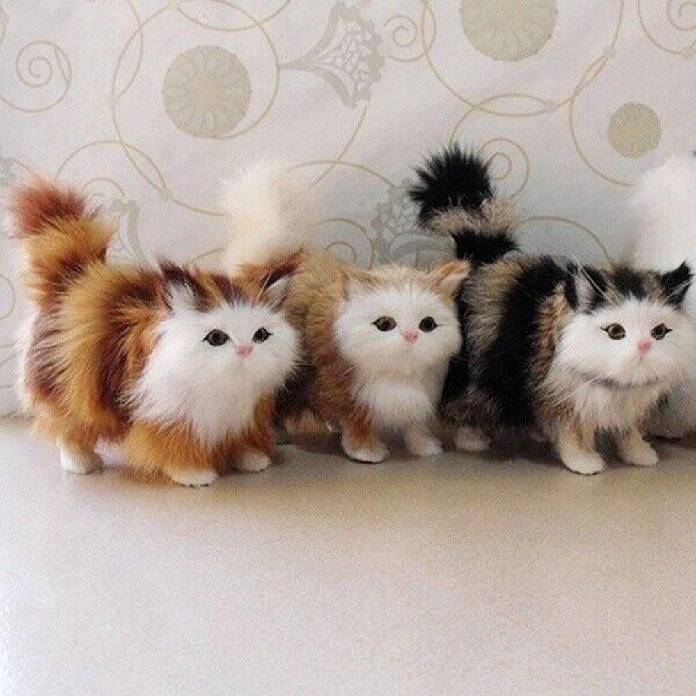 Mini Faux Fur Ornament Kitten Doll Model Plush Cat Toy