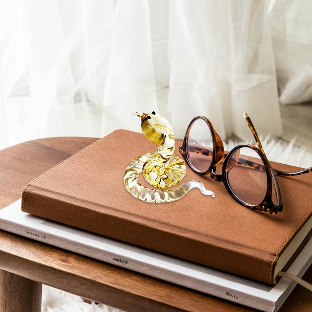 Статуэтка зодиака Змея Стеклянная статуэтка змеи Год Змеи Хрустальная новогодняя статуэтка Змея Зодиакальная стеклянная поделка Мини-статуэтка змеи-бога 2025