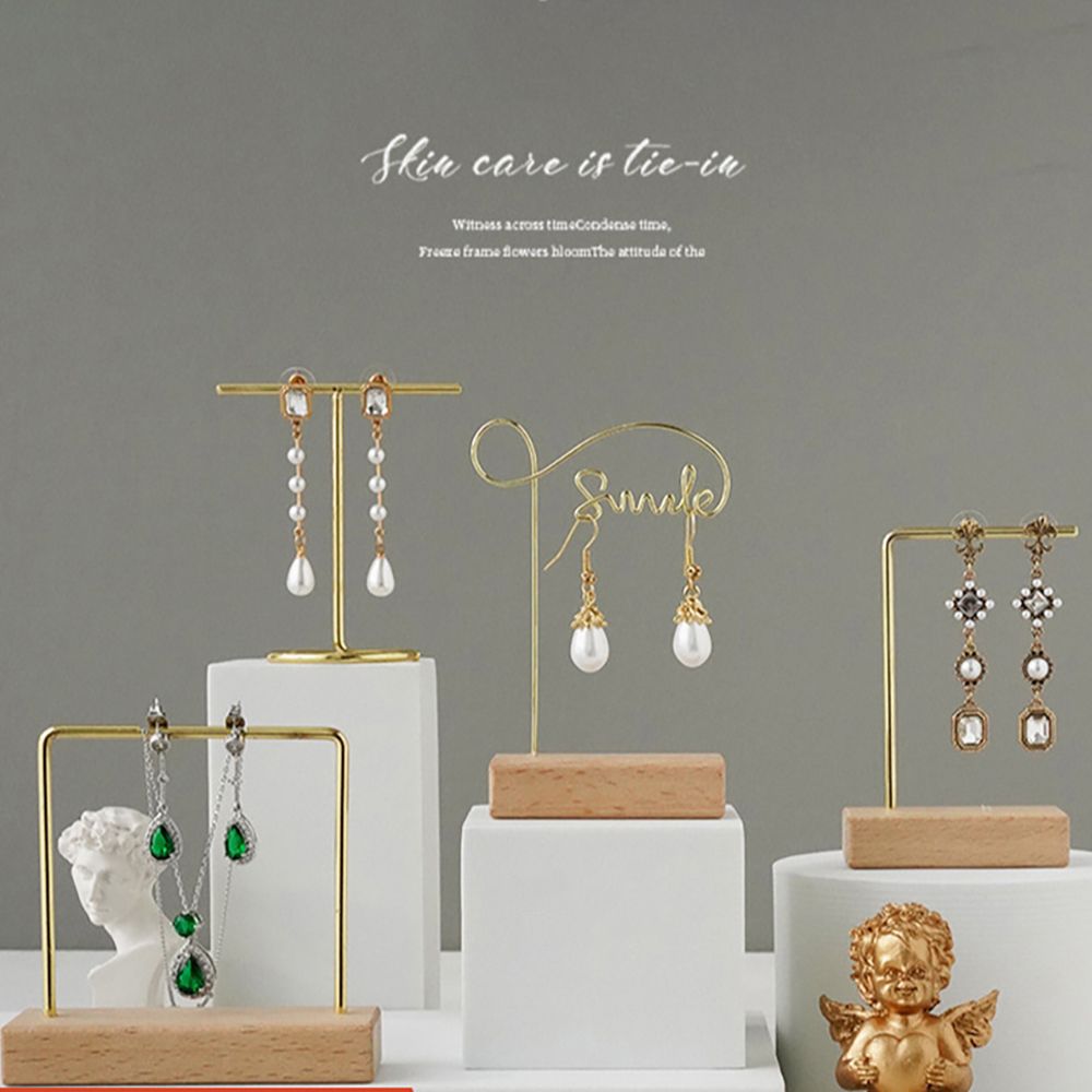 Holder Desktop Ornament Necklace Storage Wood Base Rack Bracelet Earring Jewelry Display Stand