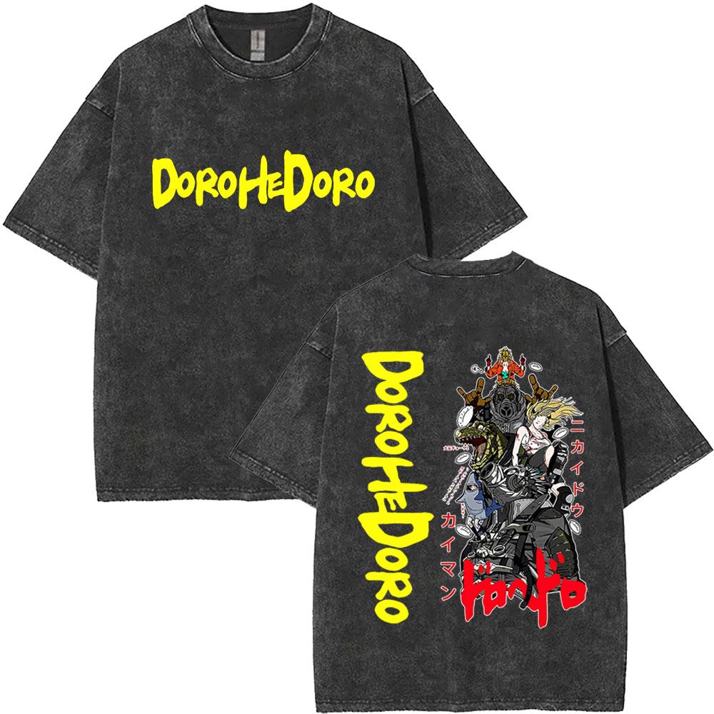 Anime Dorohedoro Kaiman Washed Vintage T Shirt Men Gothic Manga Rock Tshirt Mens Hip Hop Oversized Short Sleeve Tee Streetwear