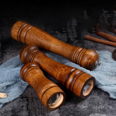 5" 8"10" Ручная мельница для перца Дуб Дерево Мельница для соли и перца Регулируемый керамический механизм Многофункциональная креманка Кухонный инструмент
