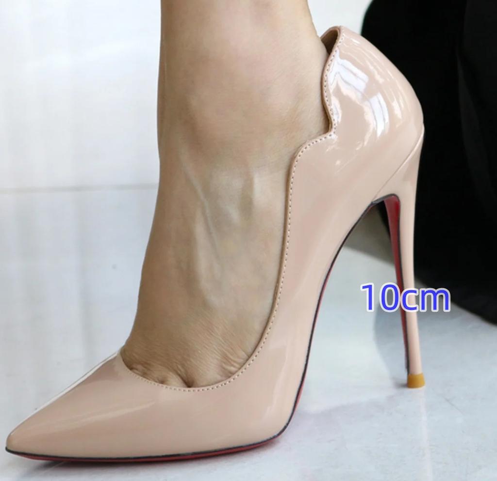 Женские туфли на высоком каблуке, дизайнерские босоножки с блестящим острым носком, сексуальный тонкий каблук 6 см, 8 см, 10 см, 12 см, свадебные туфли 35-44
