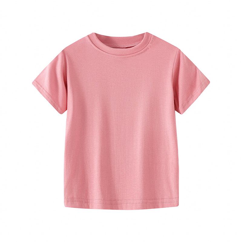 Kids' Short-Sleeve Summer T-Shirt - Korean Style Solid Color Round Neck for Boys & Girls