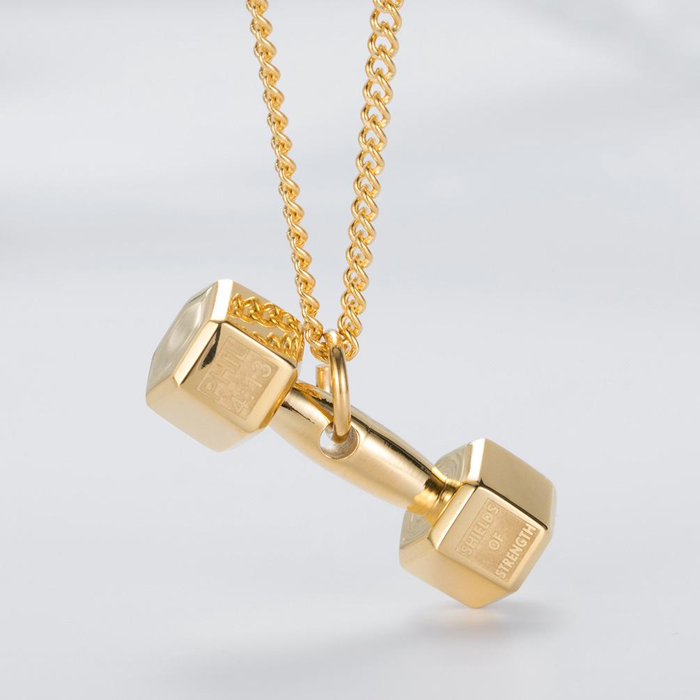 Европейский и американский титановая сталь фитнес гантель штанга кулон для пар тяжелая атлетика спорт фитнес ожерелье