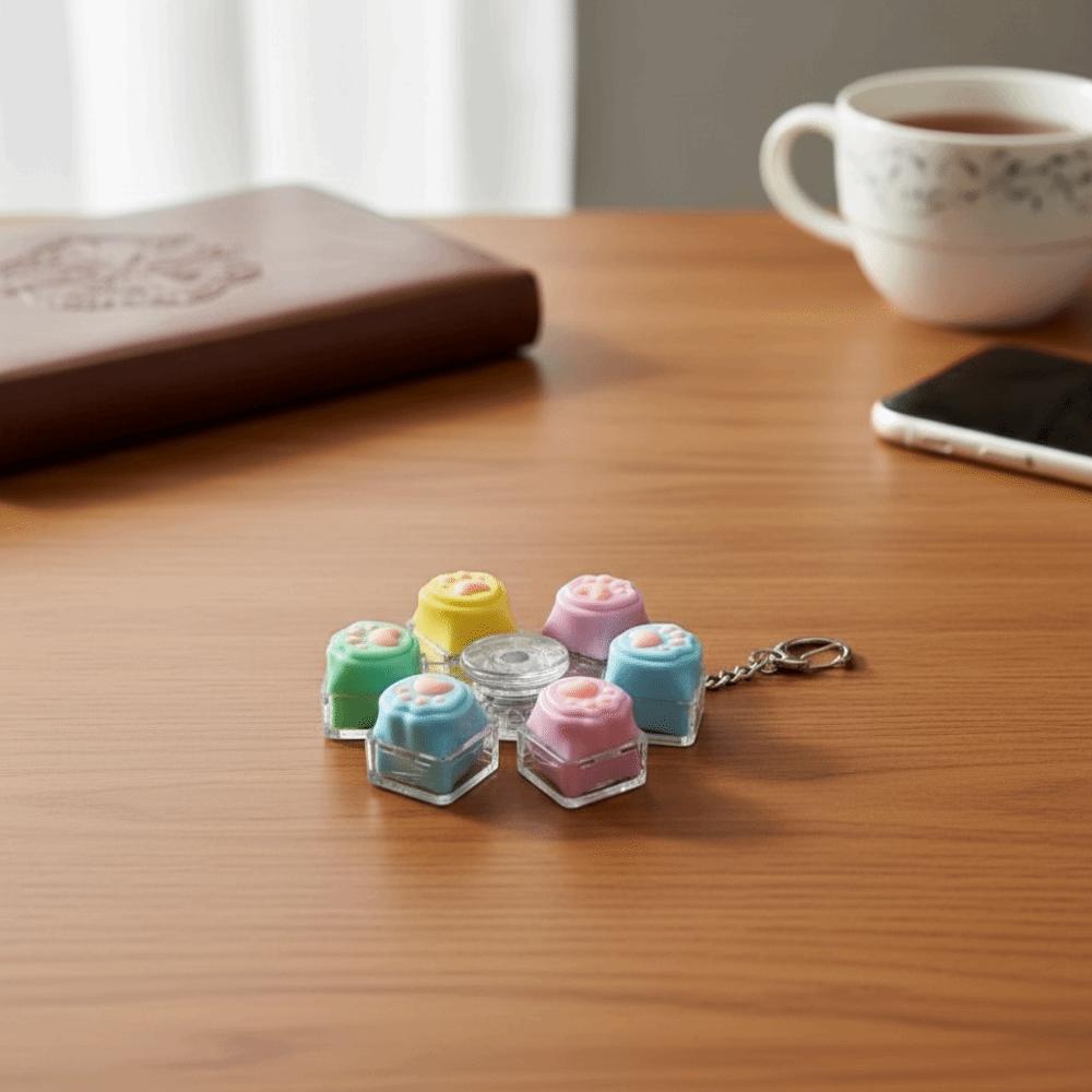 Relief Stress Keyboard Keychain 6 Keys Button Keyboard Clicker Toy Fidget Keychain For Gifts