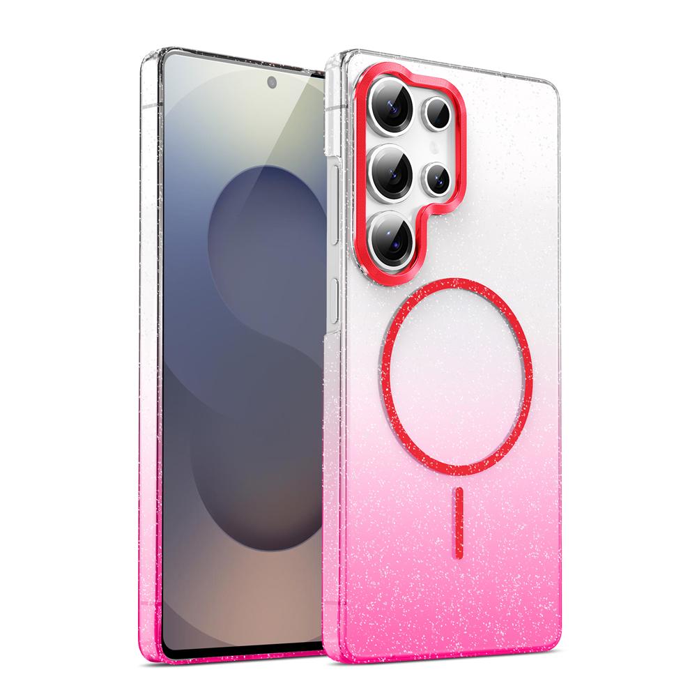 KEYSION Роскошный градиентный блестящий магнитный чехол для телефона для Samsung S22 S23 S25 Ultra S25+ Edge S24 FE Беспроводная зарядка Противоударный чехол