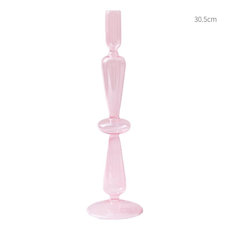 Pink Glass Candle Holder Taper Candlesticks Holder Wedding Table Centerpieces Nordic Home Decoration Wedding Decoration