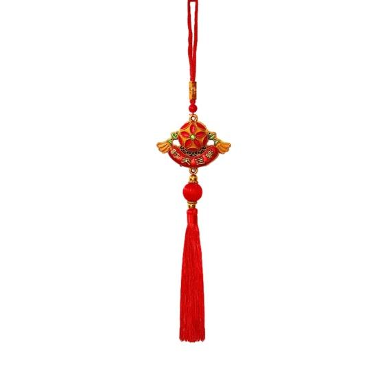 Chinese New Year Decorations 2026 Year of Horse Lucky Charm with Tassel Feng Shui Hanging Pendants for Wealth Good Luck