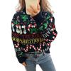 Women's Fashionable Long Sleeved Christmas Pullover Round Neck Casual Sweater Top