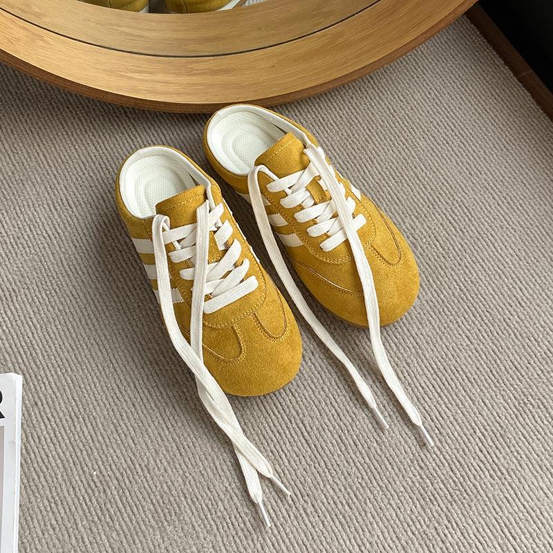 Баотоу полутапочки женские летние 2025 новые супер огонь без каблука желтые немецкие тренировочные туфли ленивые на одной педали женская обувь