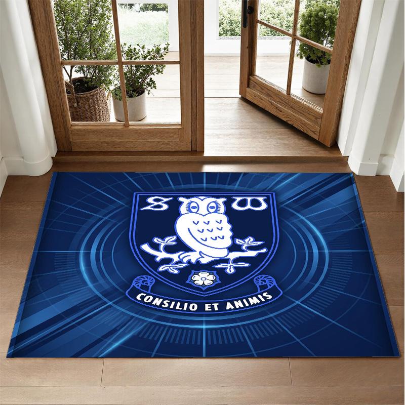 Sheffield Wednesday Design Crystal Velvet Rug Soft Decorative Mat for Bedroom Entrance