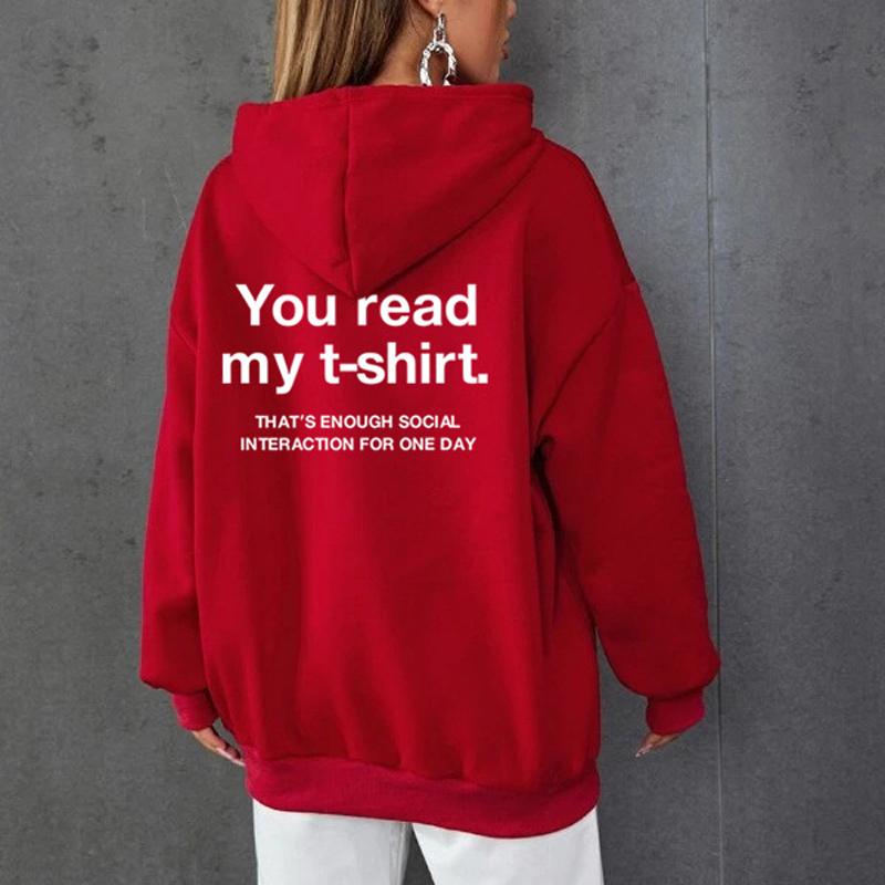 Осень-зима 2023, женские толстовки с буквенным принтом «Вы читаете»