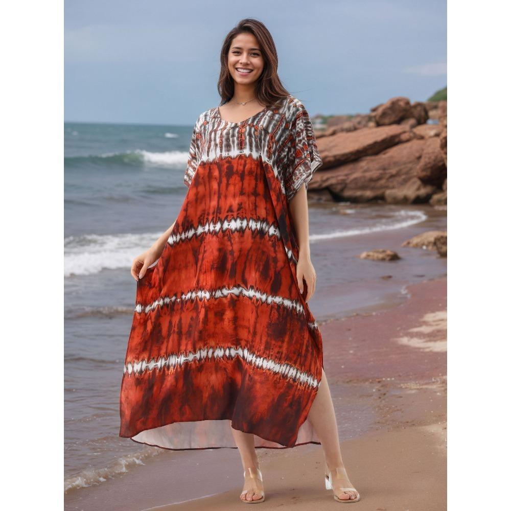 Бохо Кафтан Платье Большого Размера, Женское Пляжное Платье Макси Большого Размера