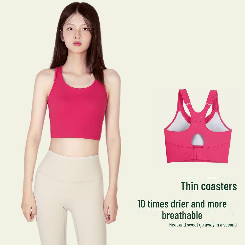 Qiaoyi High-Strength Shockproof Sports Bra for Running & Fitness - Fixed Cup Design for Large Chest