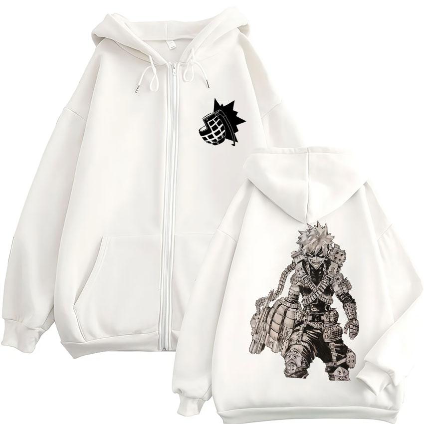 Anime My Hero Academia Katsuki Bakugo Zip Up Hoodies Men Women Fashion Harajuku Hoody Sweatshirt Fleece Loose Jackets