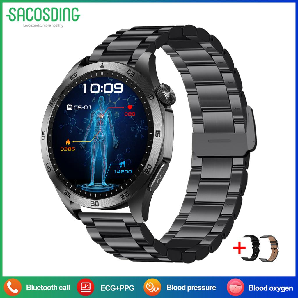 SACOSDING New Smart Watch ECG+PPG Blood Pressure Blood Oxygen Body Temperature Bluetooth Call Health Smartwatch For Android IOS