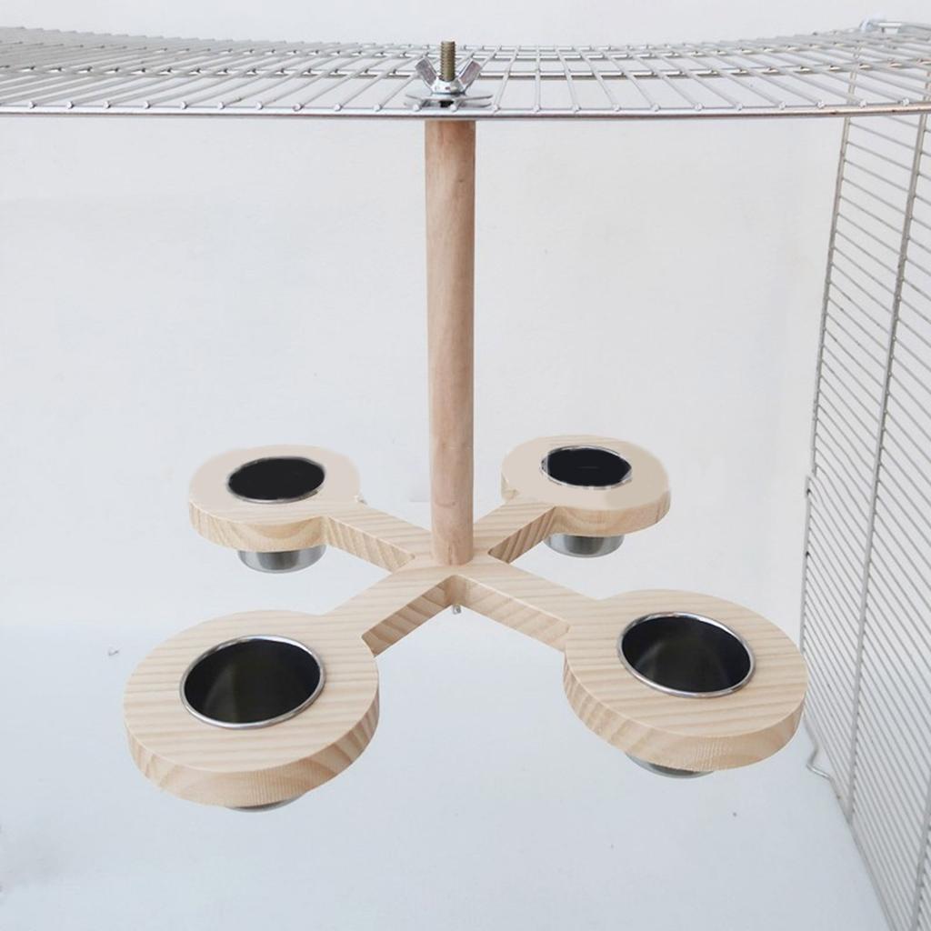 Parrots Feeder Perch with Dish Cup Screw Bird Perch Stand Cockatiel Feeder Birdcage Perches Climbing Toy for Budgies