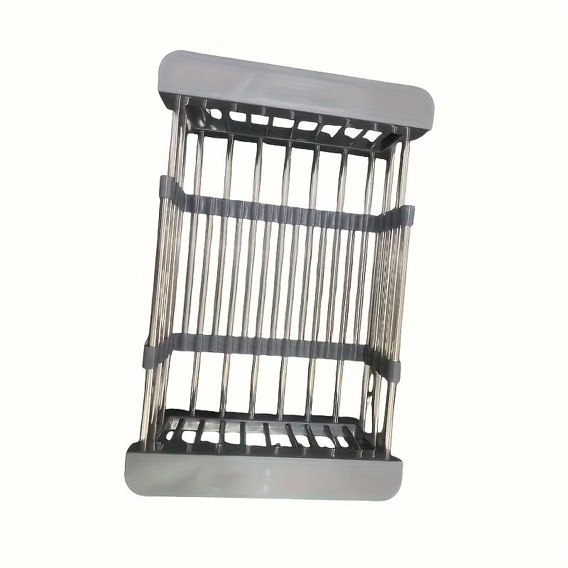 Подставка для посуды из нержавеющей стали над раковиной с выдвижной корзиной для сушки, многофункциональный кухонный органайзер для посуды, фруктов и овощей