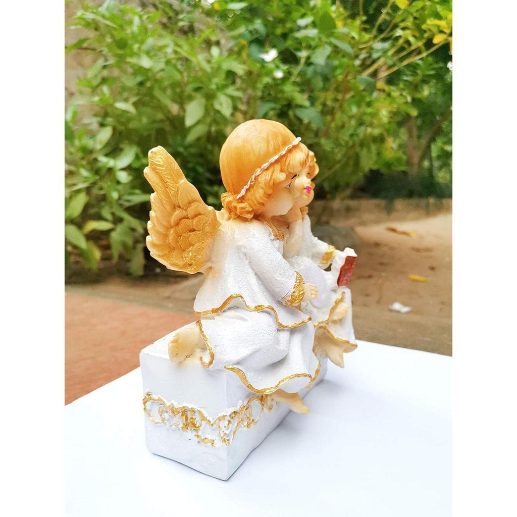 New Poly Marble Angel Catholic Wall Decorative Christian Statues Figurine Showpiece Idol for Home Decor Craft Gifts for House Warming for Living Room
