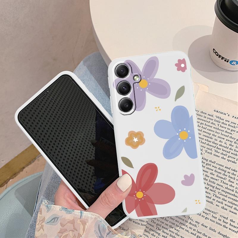 Мягкий силиконовый чехол с цветочным узором для Xiaomi Redmi Note 13 Pro 13C Samsung A55 M35 S24 iPhone Huawei Honor Realme Camera Защитный противоударный чехол