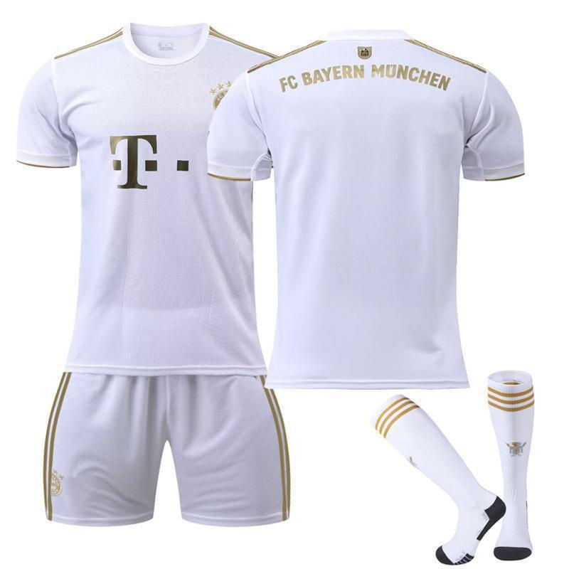 2223 Bayern Away White No. 17 Mane 4 Dericht 25 Muller Jersey Football Uniform Set Sportswear