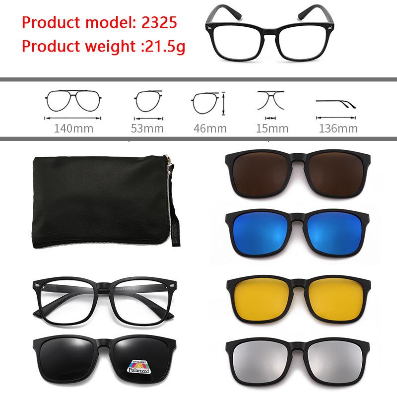 6 In 1 Polarized Sunglasses Men Women Magnetic Clip On Glasses  Optical Prescription Eyeglass Frames Magnet Clips
