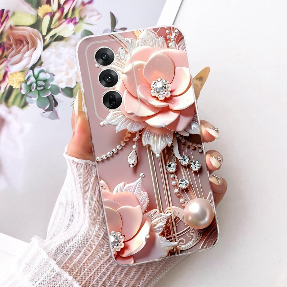 For Oppo Reno12 Pro Case CPH2629 Luxury Flowers Butterfly Painted Cover Soft Silicone Case For Oppo Reno 12 Pro Reno12 5G Fundas