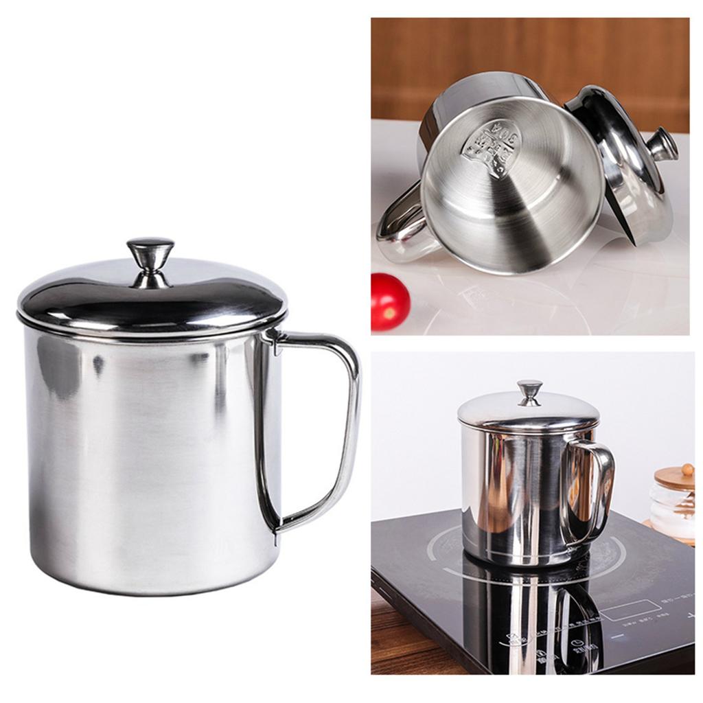 Portable Water Cup 350ml 304 Stainless Steel Rust Proof Tea Mug with Lid and Handle for Milk Juice Drink