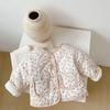 2024 Winter Floral Quilted Jacket for Baby Girls - Thick Long Sleeve Cardigan Coat