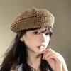 Summer Weave Cap Handmade Painter Hat Fashion Straw Beret  Women