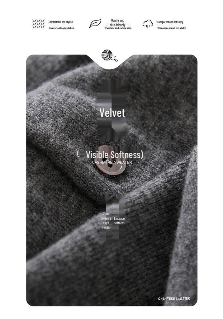 Autumn Winter Cashmere Beaded Round Neck Cardigan Sweater for Women - Warm, Loose Fit Outer Layer