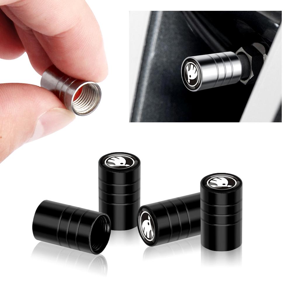 4pcs 3D Metal Car Styling Wheel Tire Valve Air Stem Cap Covers For Skoda Fabia Superb Octavia A 5 7 2 Kodiaq Scala Rapid VRS S kyhj94