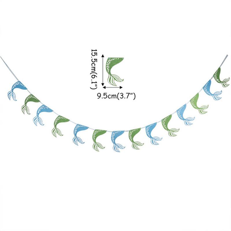 Happy Birthday Banner Mermaid Party Decor Mermaid Tail Shell Bunting Garland Girl First Birthday Party Decoration Baby Shower