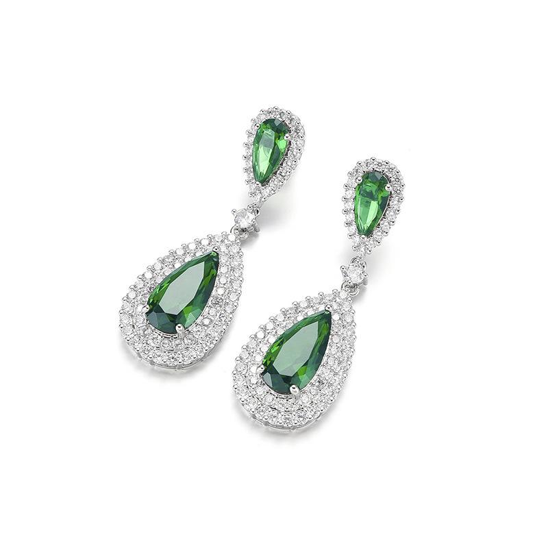 Atmospheric Rose Red Water Drop Earrings Exaggerated Women'S Stud Earrings High-End Temperament Luxury Zircon Earrings