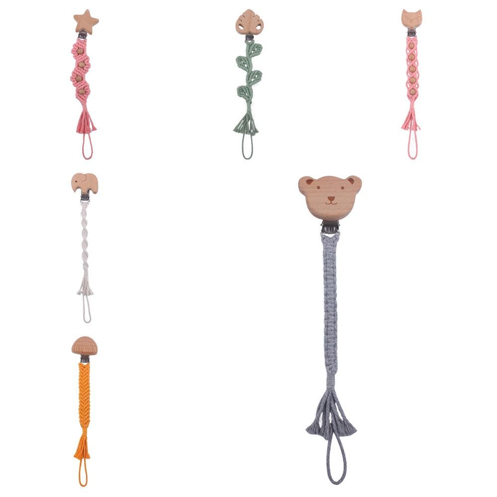 Круглый держатель для пустышки с зажимом из дерева, зажимы для держателя соски, милый детский плетеный держатель для пустышки, дети