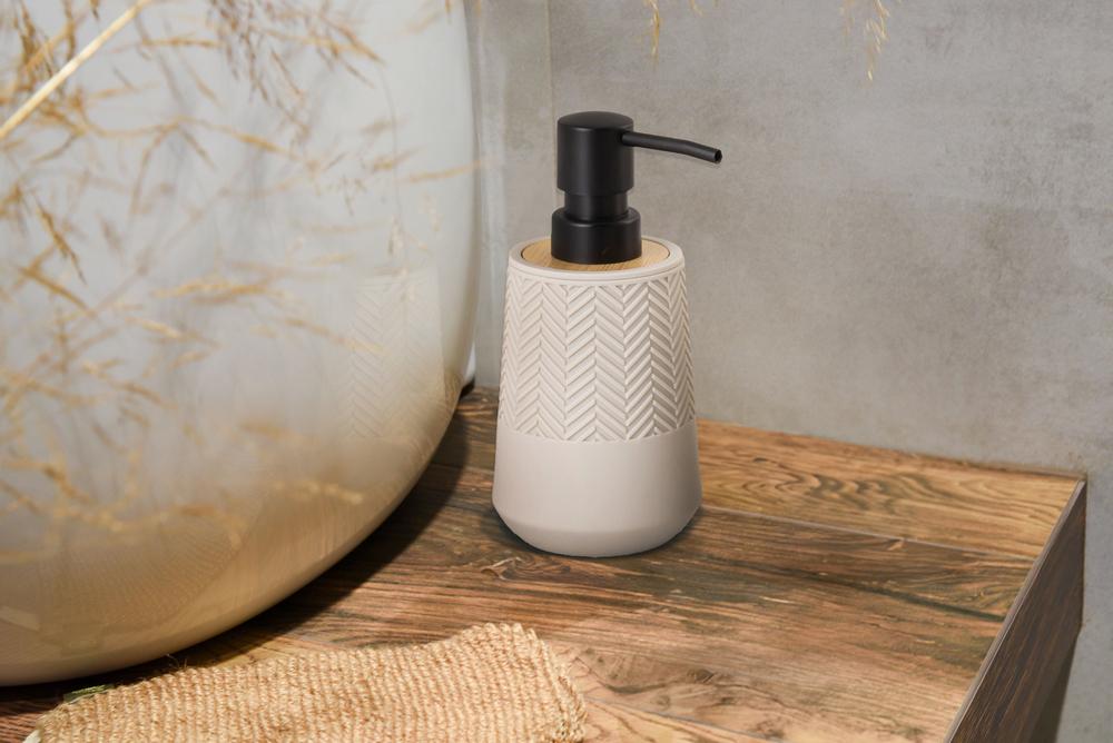 Soap dispenser 250 ml AWD INTERIOR 1970 Hermosa beige black bamboo