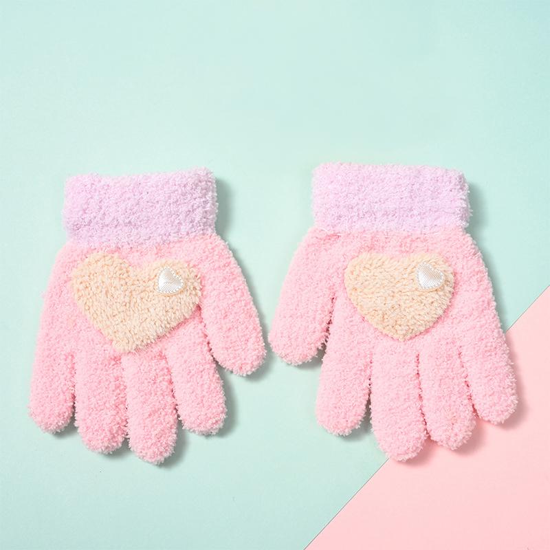 Детские перчатки, плюшевые перчатки для мальчиков и девочек, детские перчатки с украшением в форме сердца из мультфильма